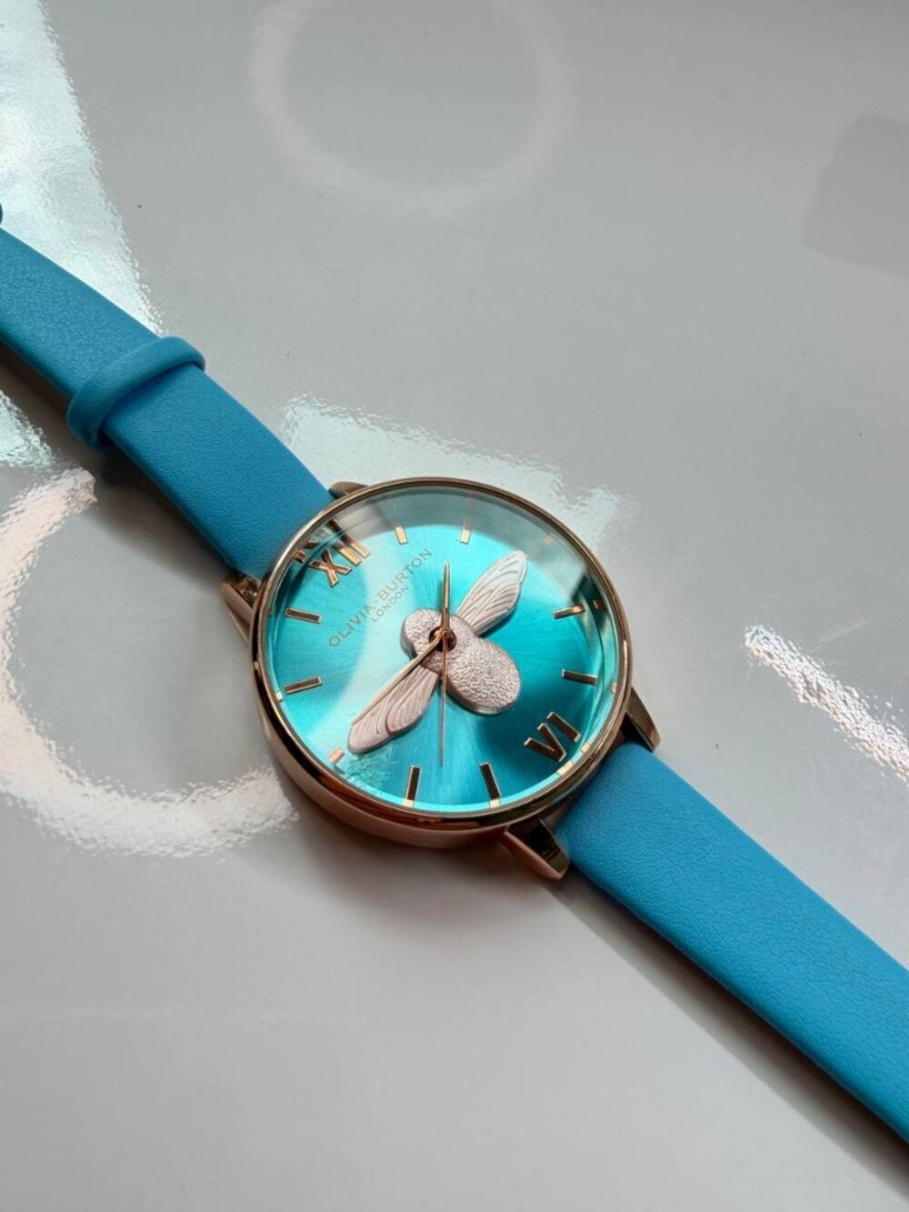 Olivia Burton London Bee Watch – Turquoise & Rose Gold